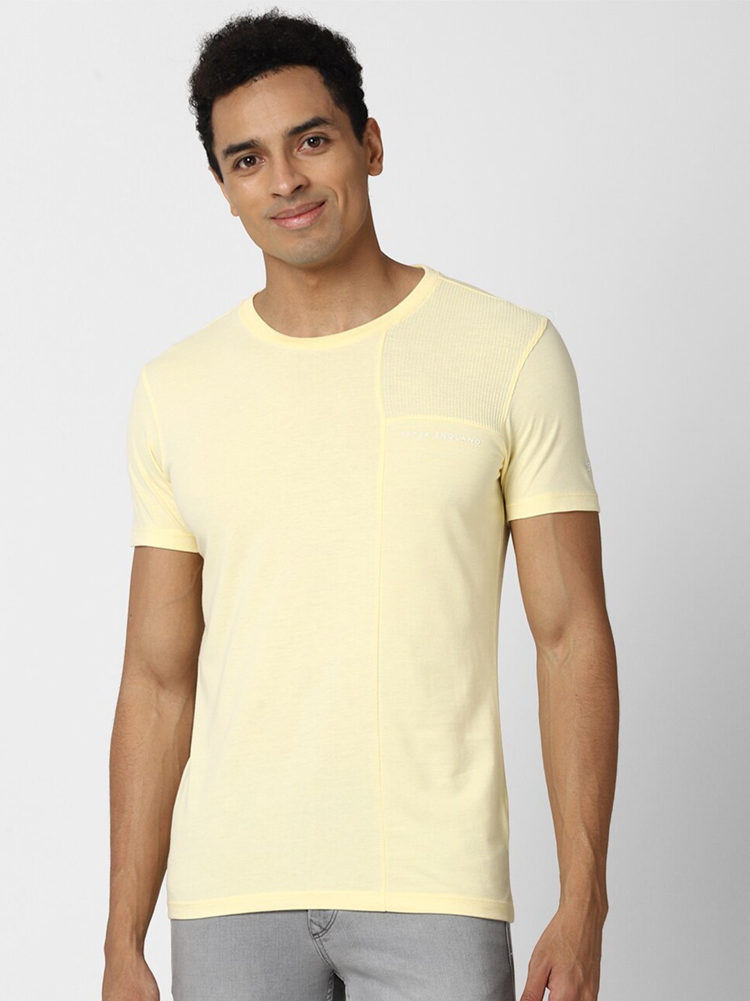 

Peter England Casuals Men Yellow Slim Fit T-shirt