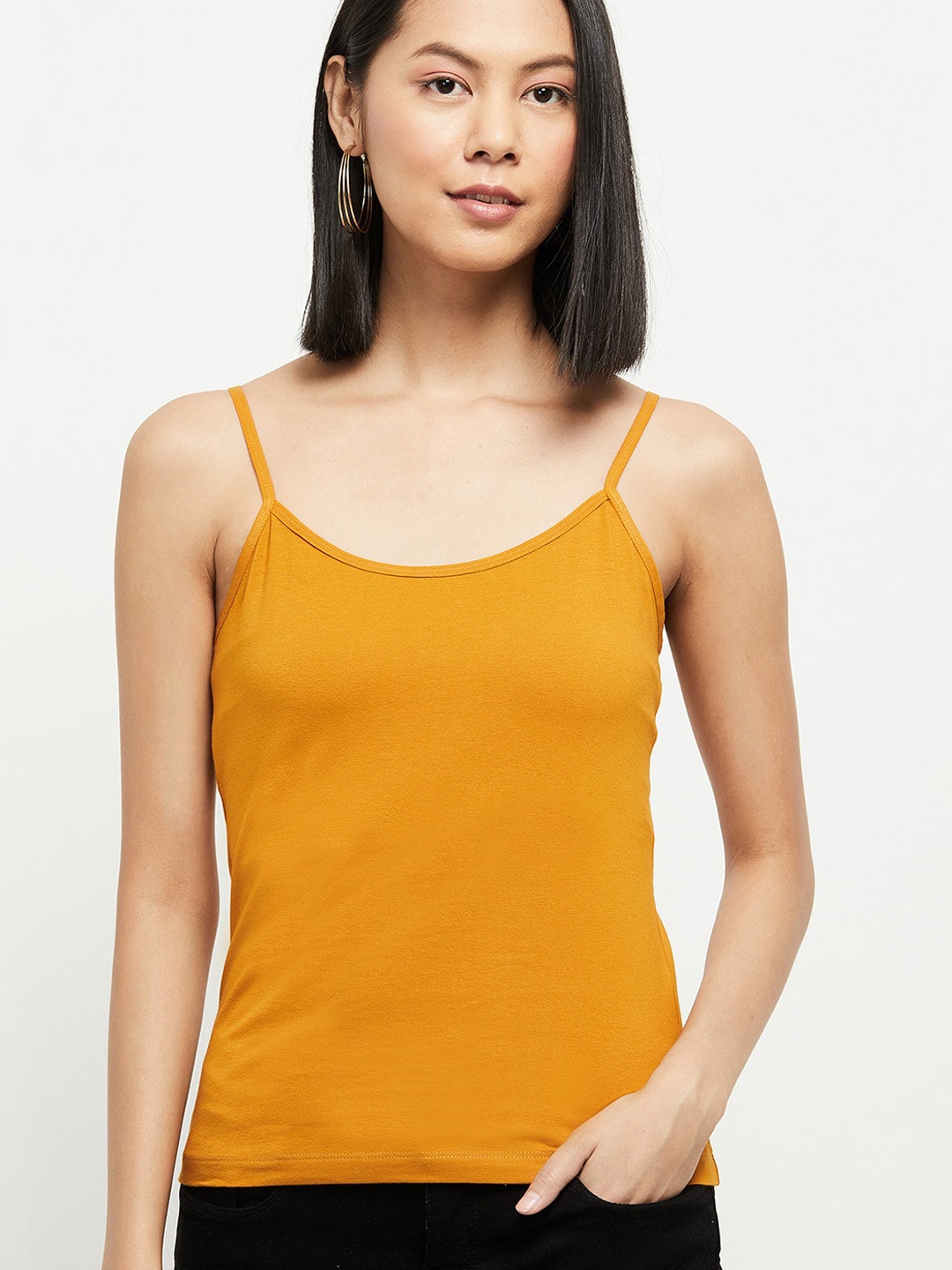 

max Women Orange Solid Camisoles