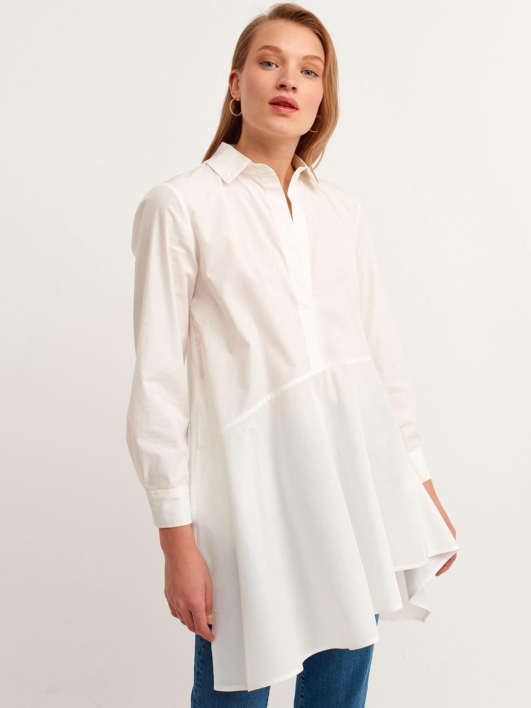 

OXXO White solid Pure Cotton Longline Top