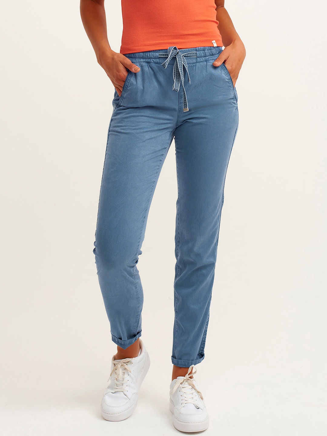 

OXXO Women Blue Solid Trousers