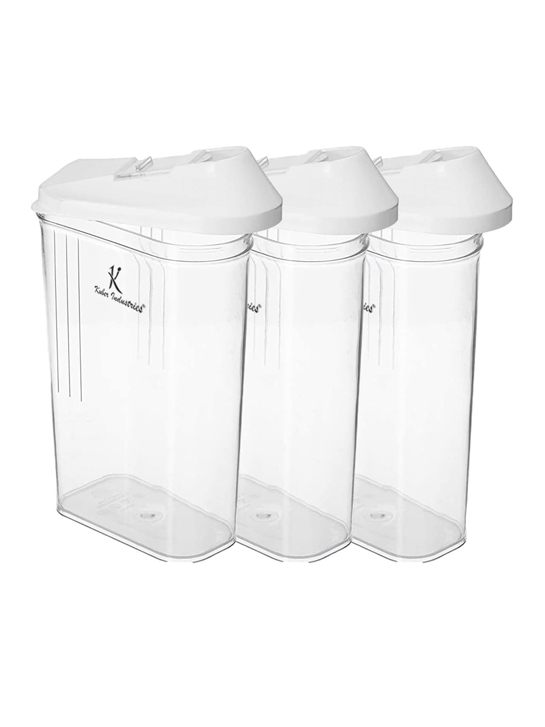 

Kuber Industries Set of 3 Easy Flow Plastic Kitchen Storage Jars & Containers, Transparent