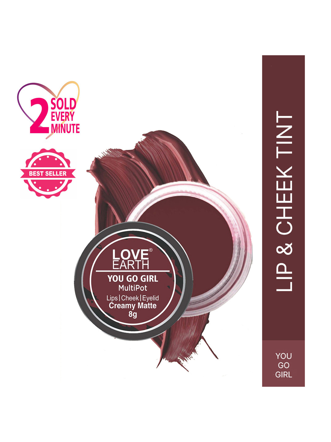 

LOVE EARTH Multipot Creamy Matte Lip-Cheek-Eyelid Tint 8 g - You Go Girl, Brown