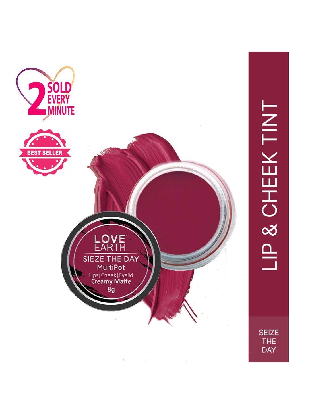 

LOVE EARTH Multipot Creamy Matte Lip-Cheek-Eyelid Tint 8 g - Sieze The Day, Burgundy