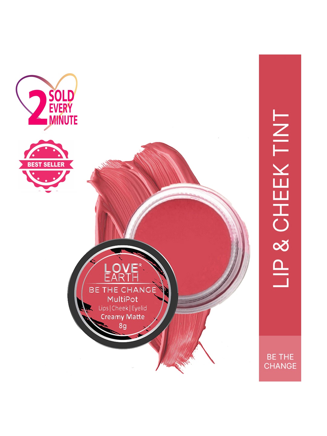 

LOVE EARTH Multipot Creamy Matte Lip-Cheek-Eyelid Tint 8 g - Be The Change, Pink