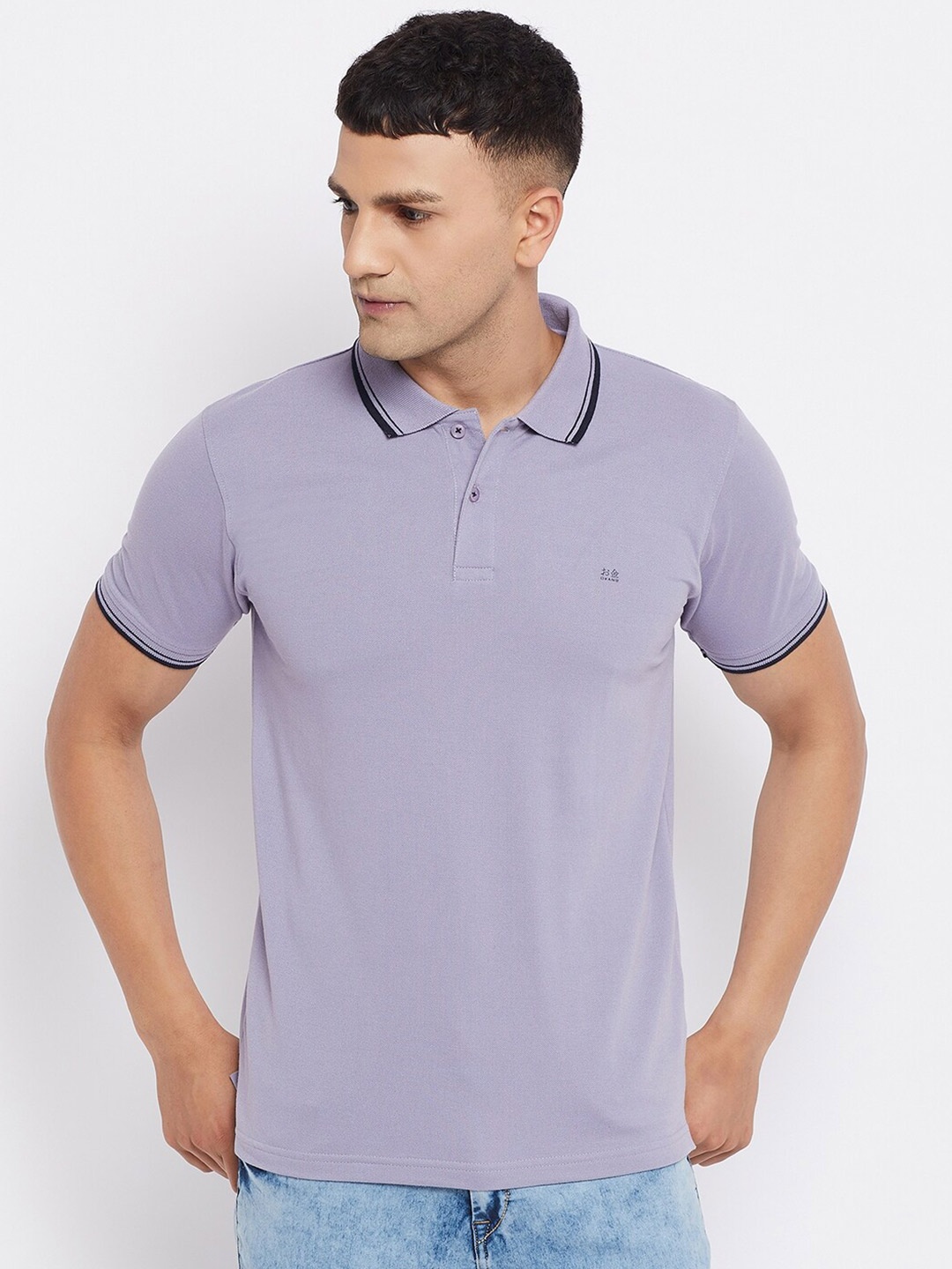 

Okane Men Mauve Polo Collar T-shirt