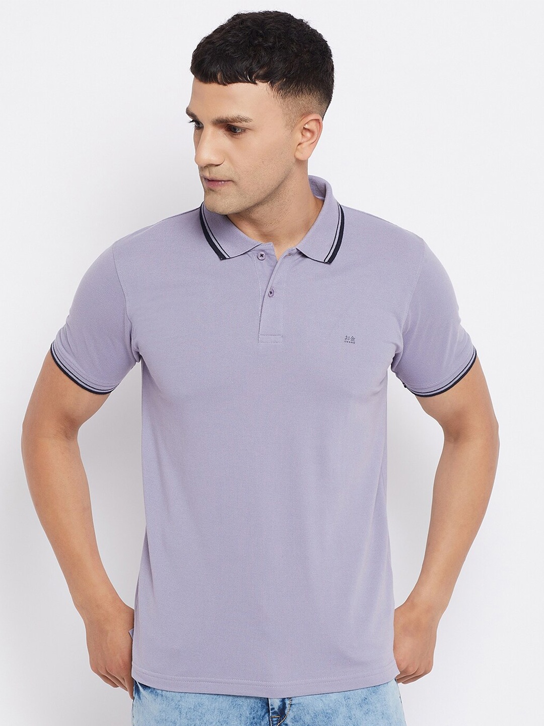 

Okane Men Mauve Polo Collar T-shirt