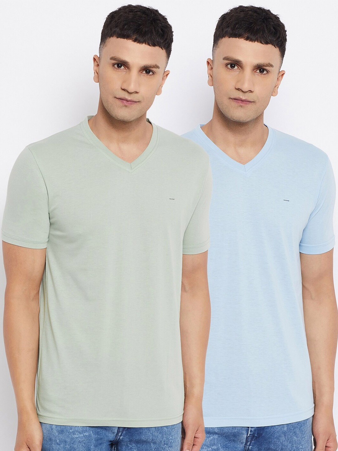 

Okane Men Pack of 2 V-Neck T-shirts, Blue