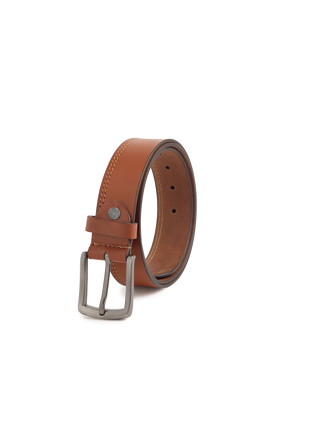 

CRUSSET Men Tan Brown Leather Belt