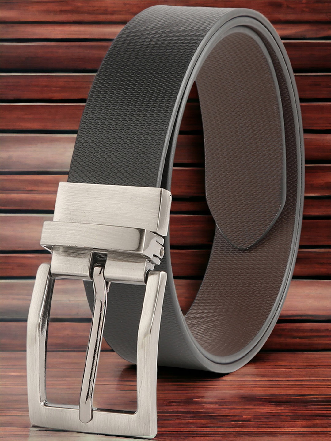 

CRUSSET Men Black Leather Formal Belt
