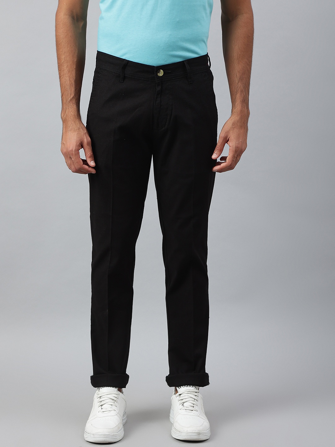 

MR BUTTON Men Black Slim Fit Trousers