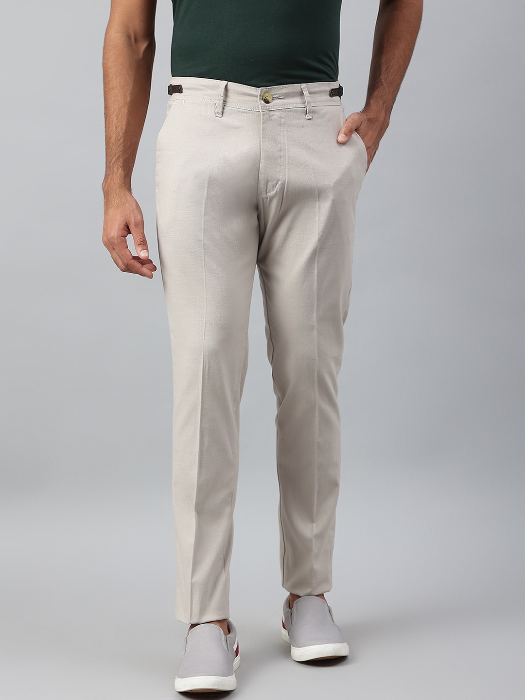 

MR BUTTON Men Beige Slim Fit Trousers