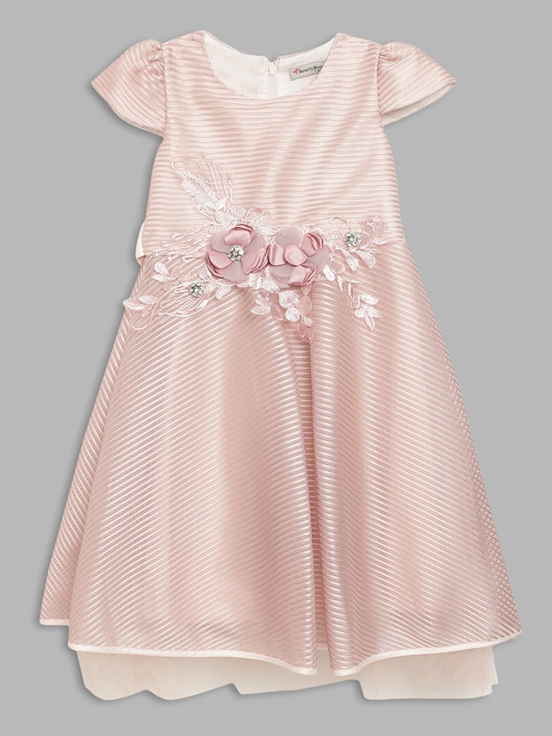 

Butterfly Blush Pink Embellished A-Line Dress