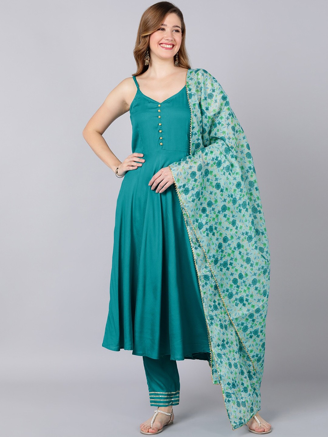 

Indi INSIDE Women Blue Kurta with Trousers & With Dupatta