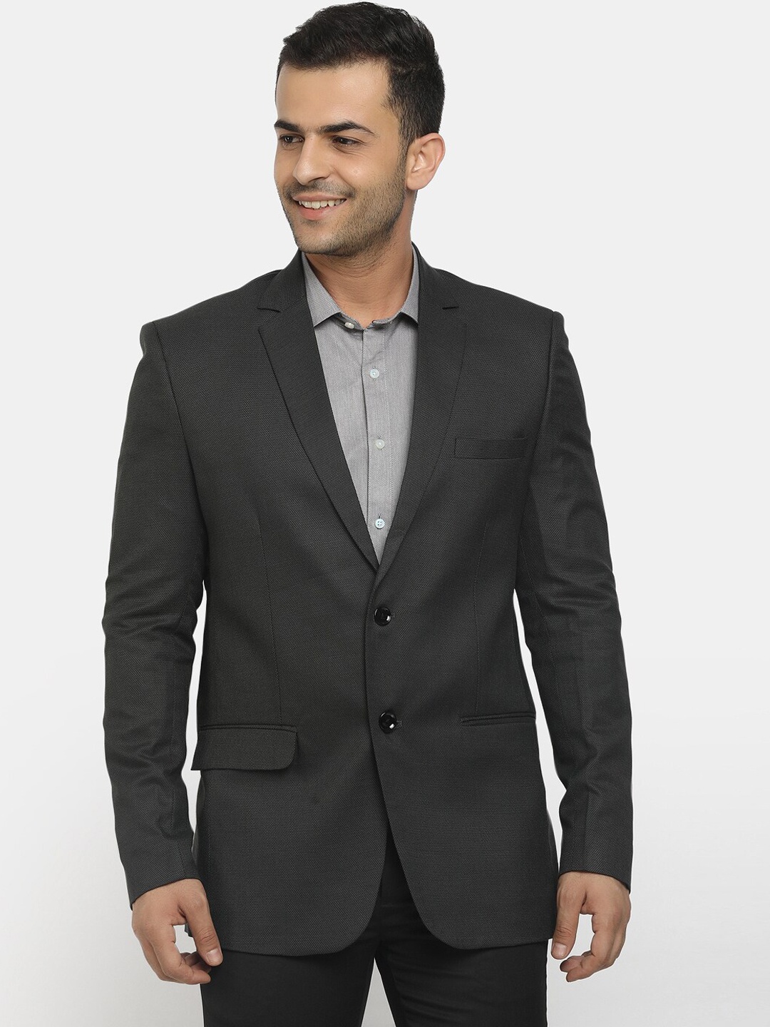 

V-Mart Men Black Checked Single-Breasted Formal Blazer