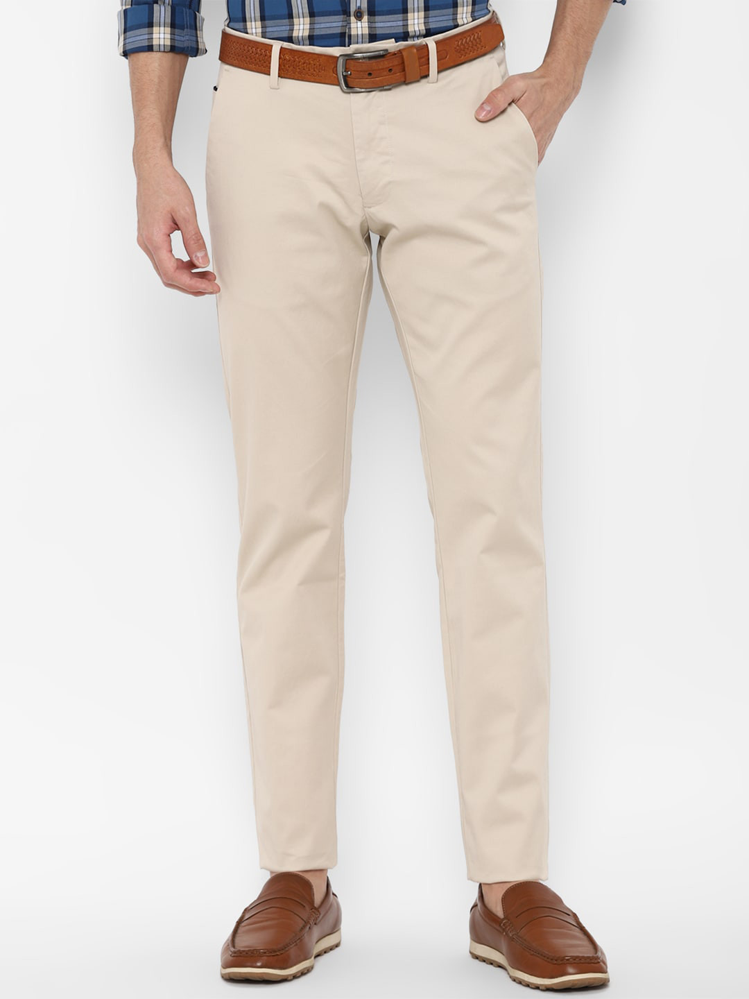

Allen Solly Men Cream-Coloured Slim Fit Trousers