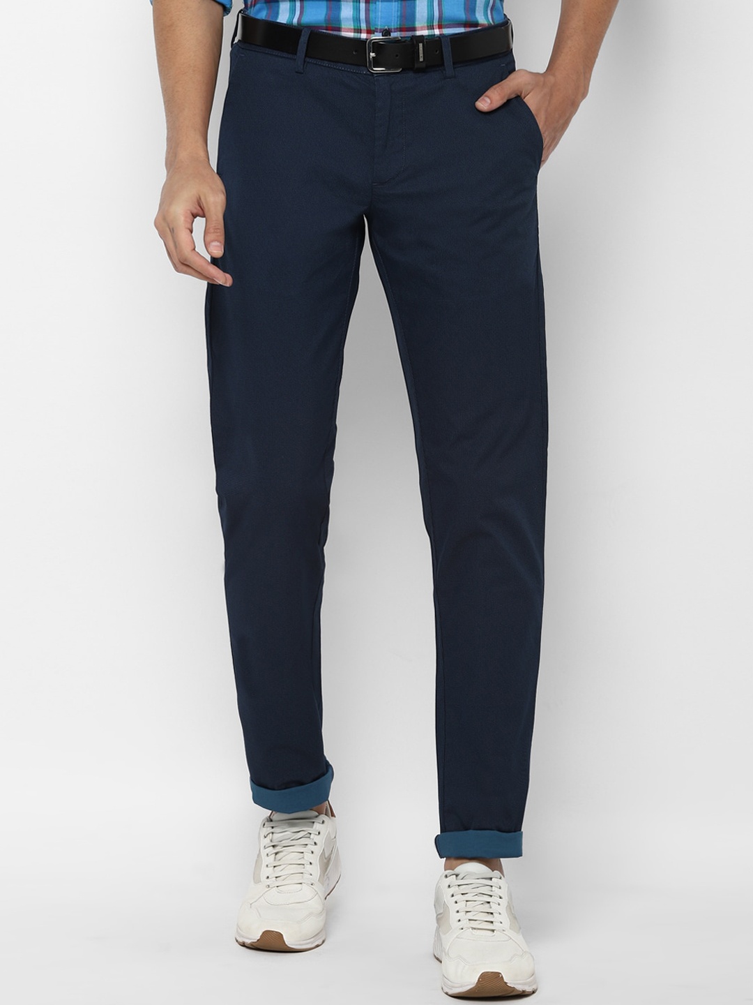 

Allen Solly Men Navy Blue Slim Fit Trousers