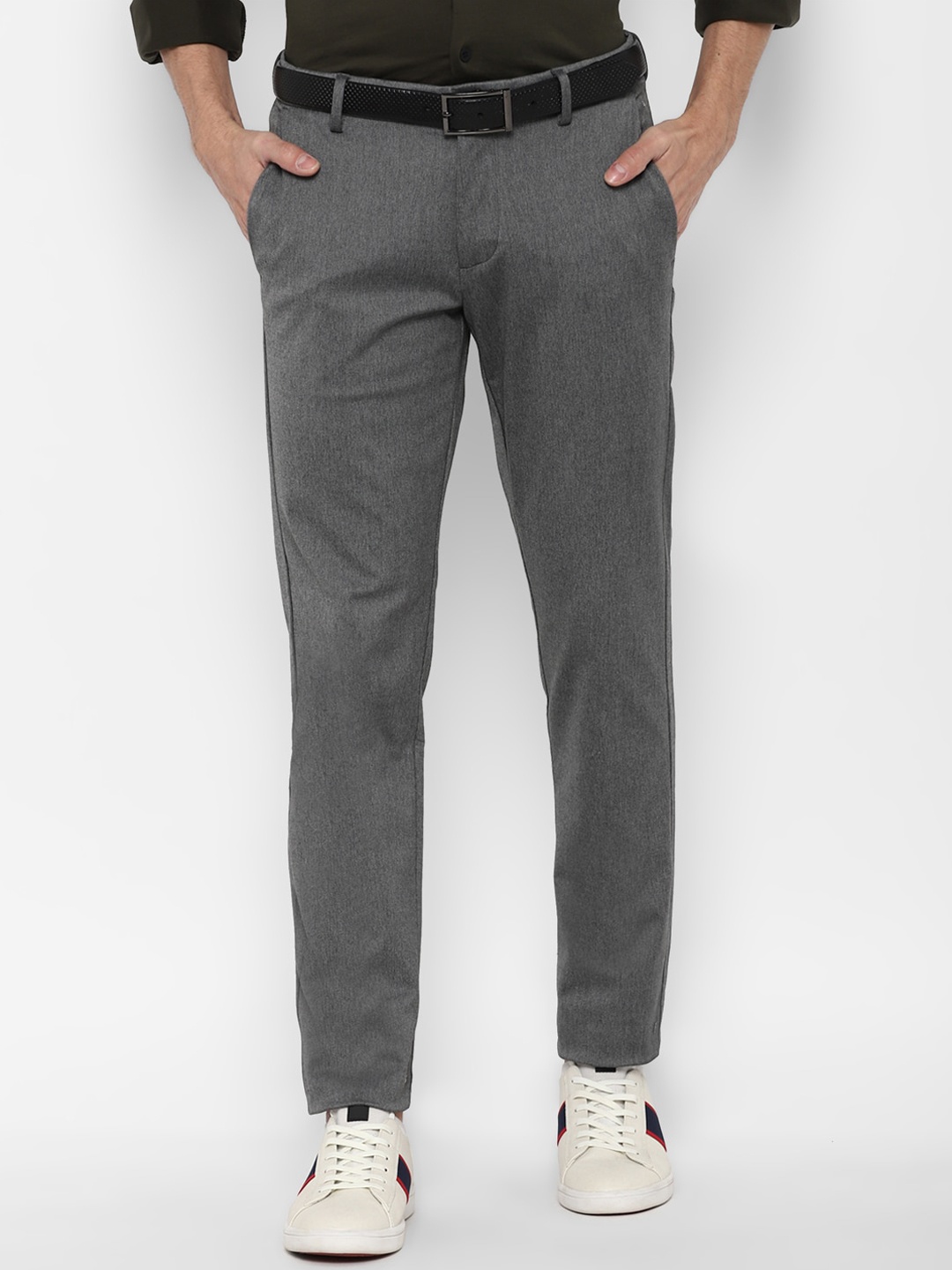 

Allen Solly Men Grey Textured Slim Fit Trousers