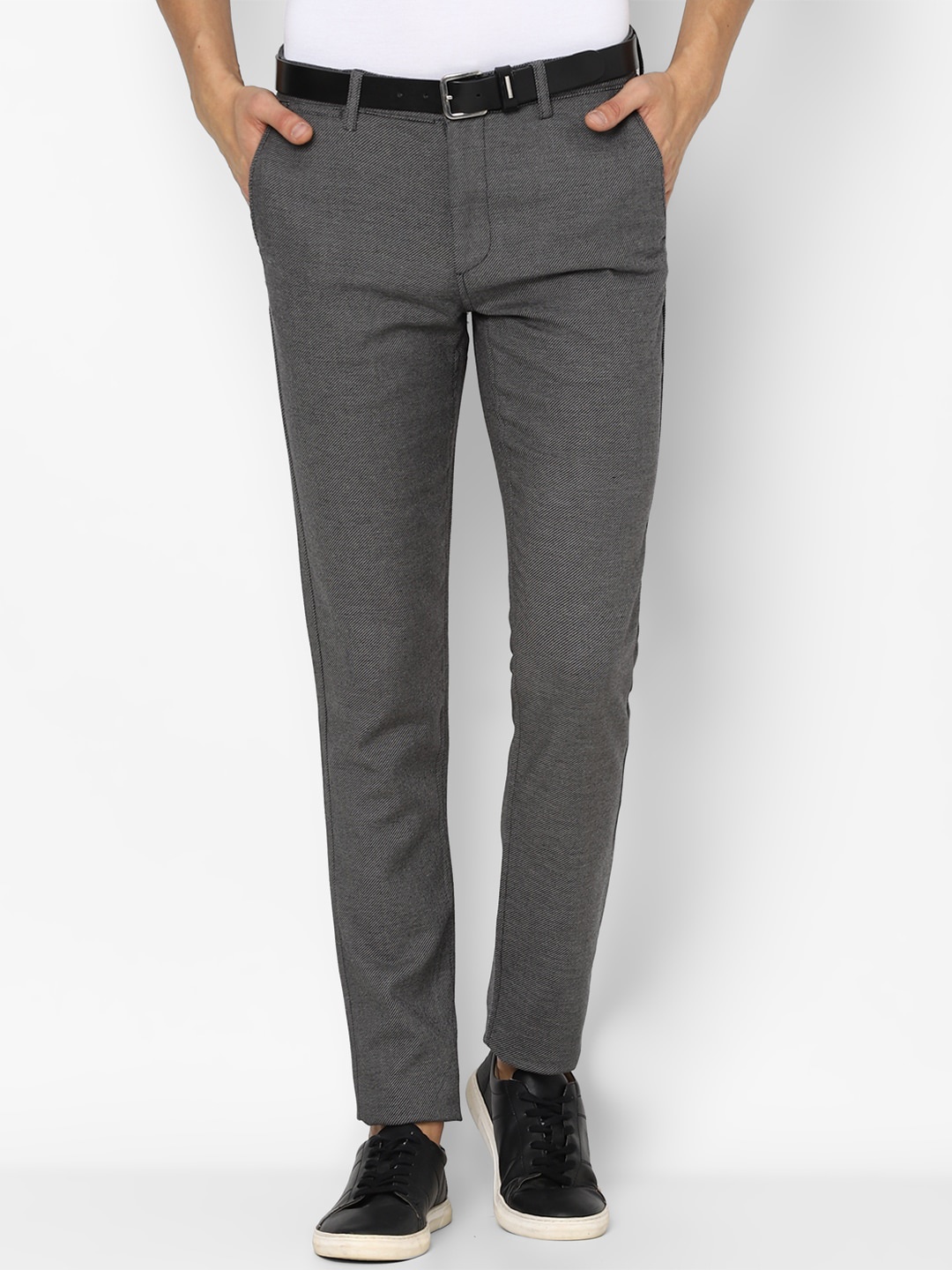 

Louis Philippe Sport Men Grey Textured Slim Fit Trousers