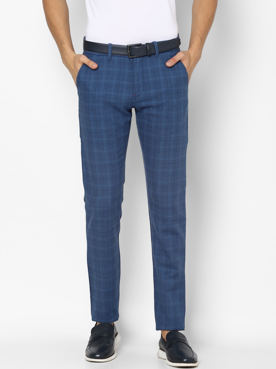 

Louis Philippe Sport Men Blue Checked Cotton Slim Fit Trousers