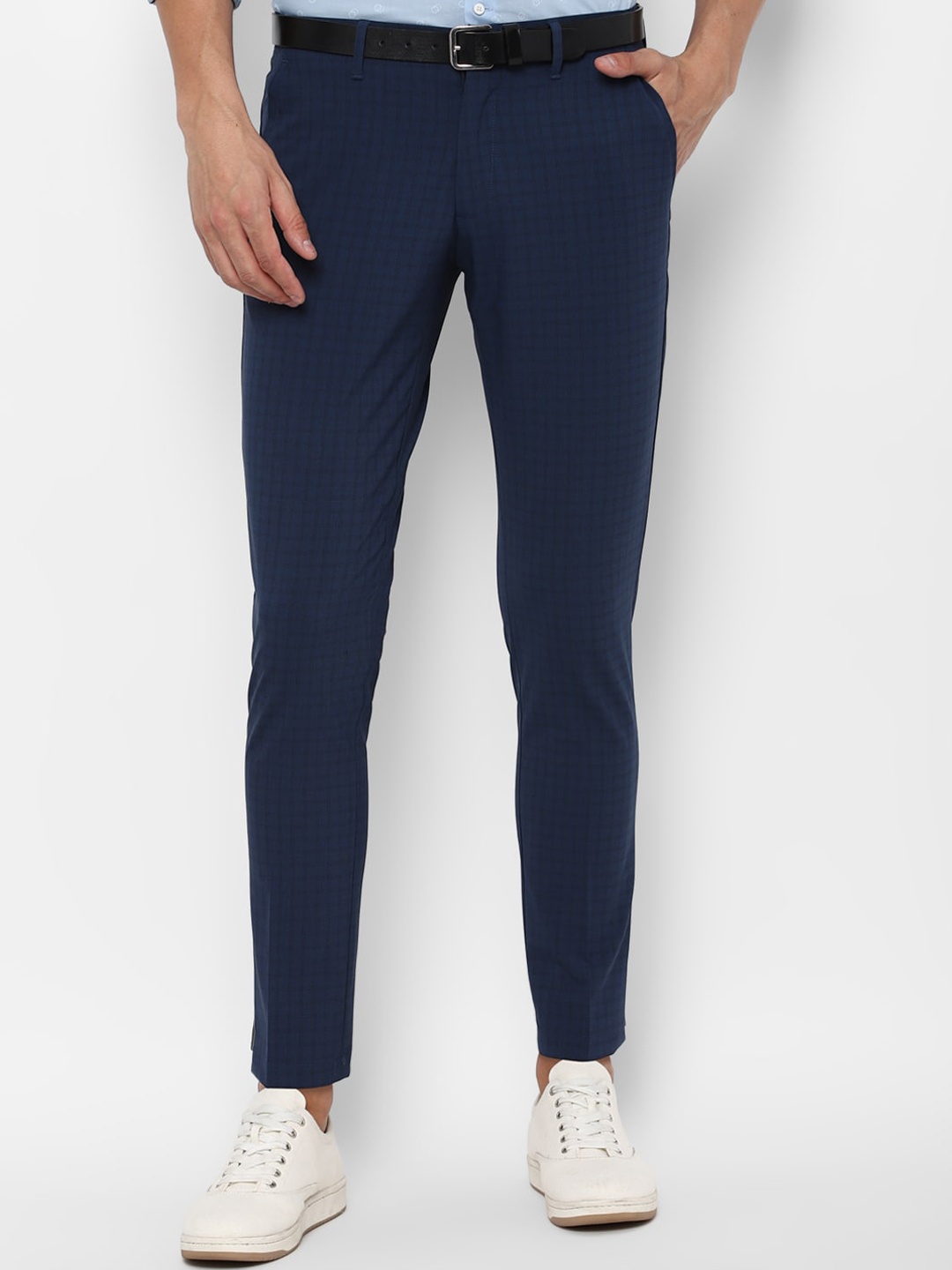 

Louis Philippe Sport Men Navy Blue Checked Slim Fit Trousers