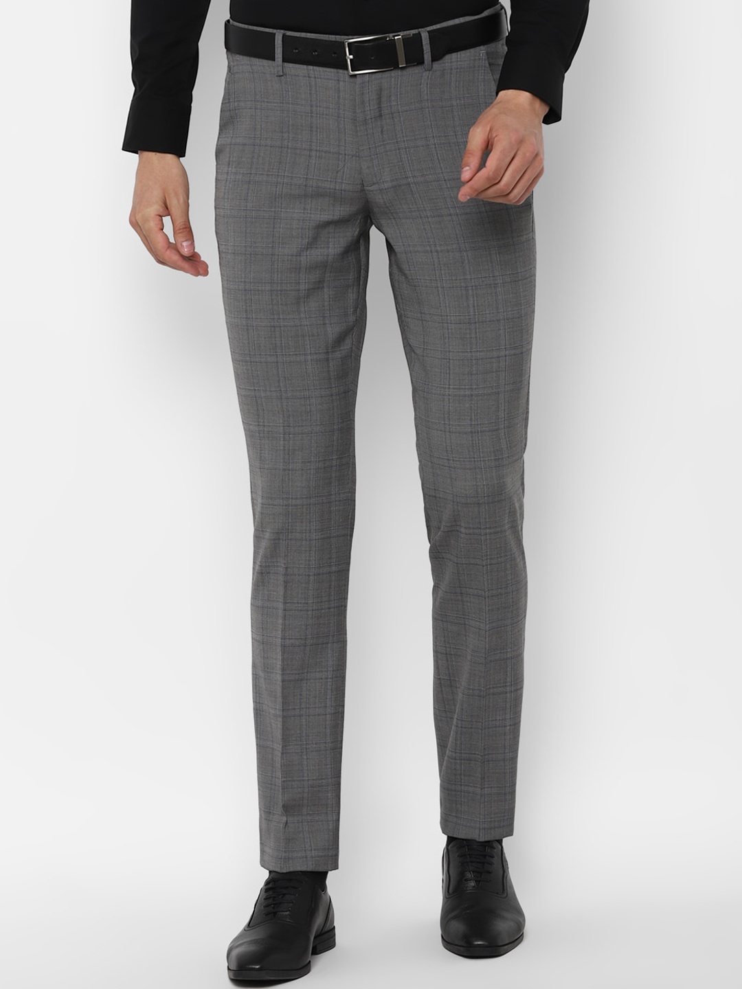 

Louis Philippe Men Grey Regular Fit Checked Trousers