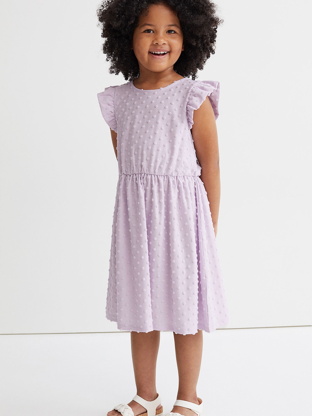 

H&M Girls Purple Self Design Round Neck Jersey Dress