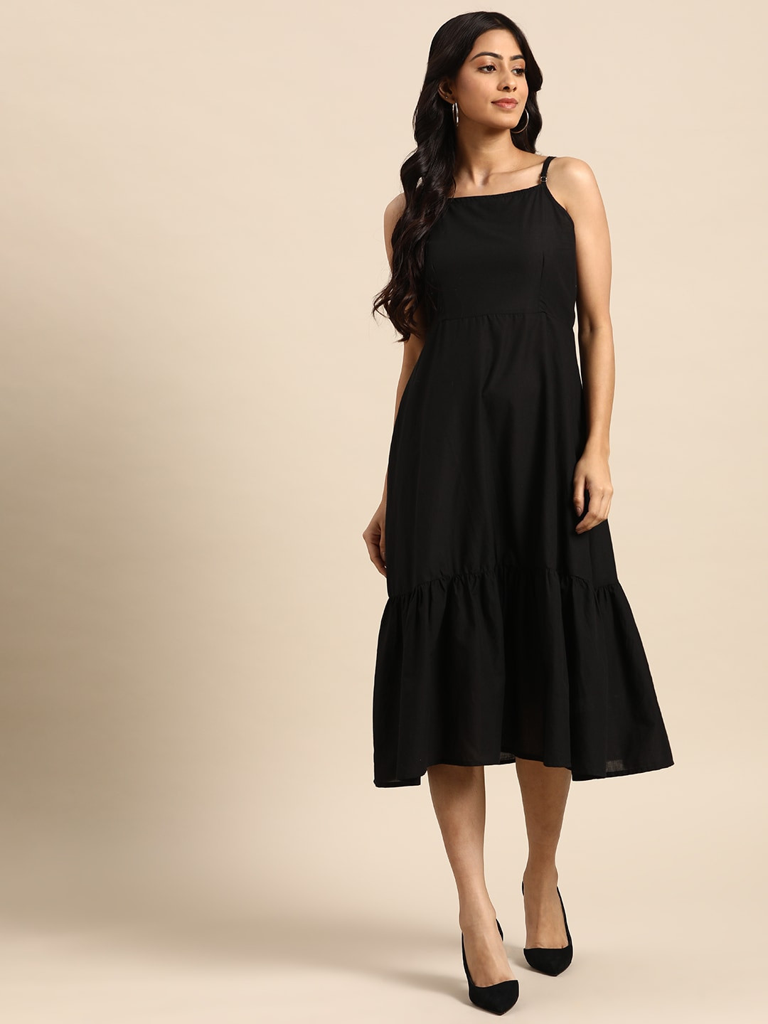 

all about you Black Pure Cotton A-Line Dress