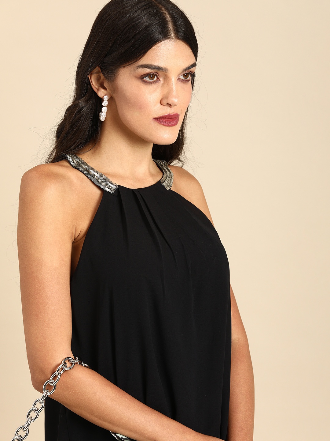 

all about you Black Jewel Neck Top