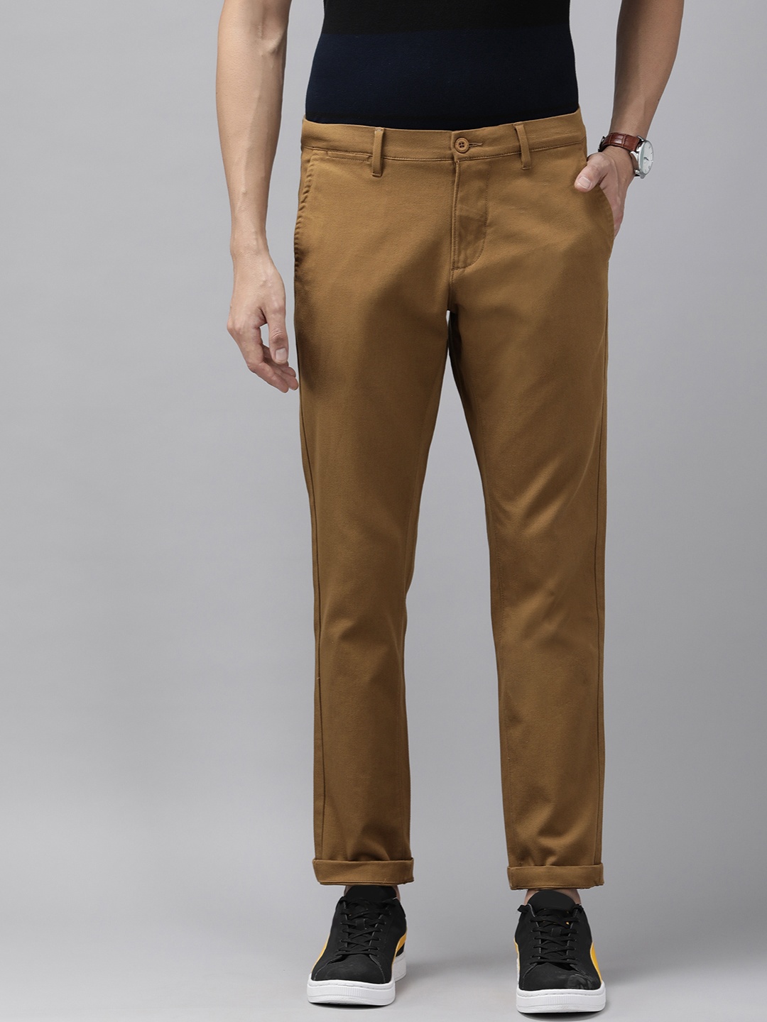 

U S Polo Assn Men Khaki Pleated Trousers