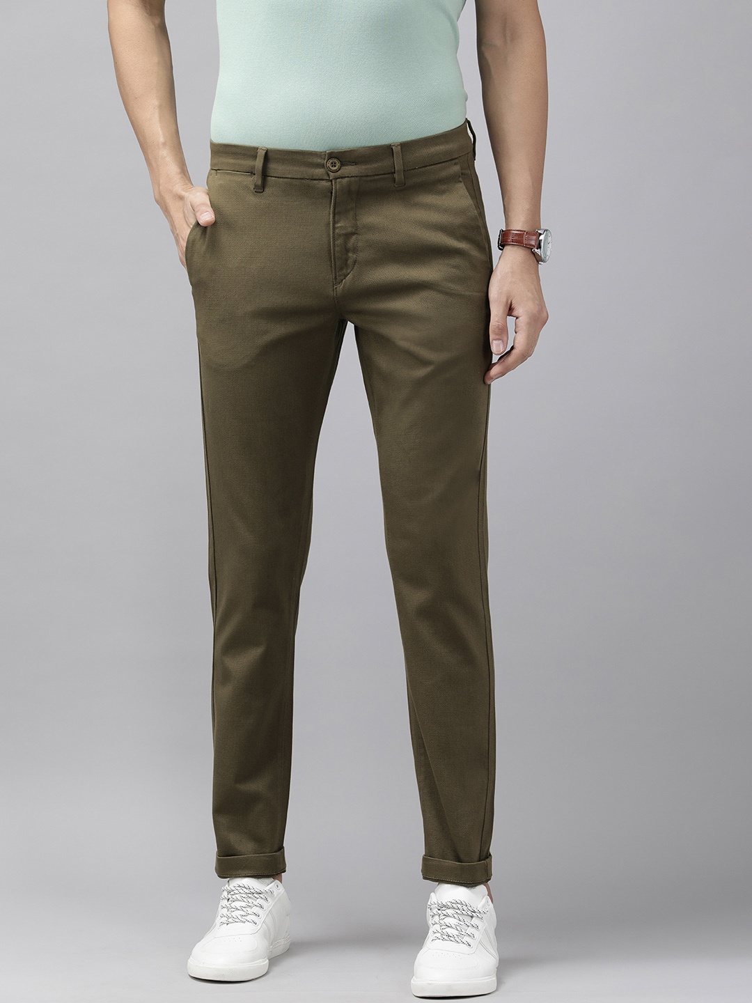 

U S Polo Assn Men Olive Green Trousers