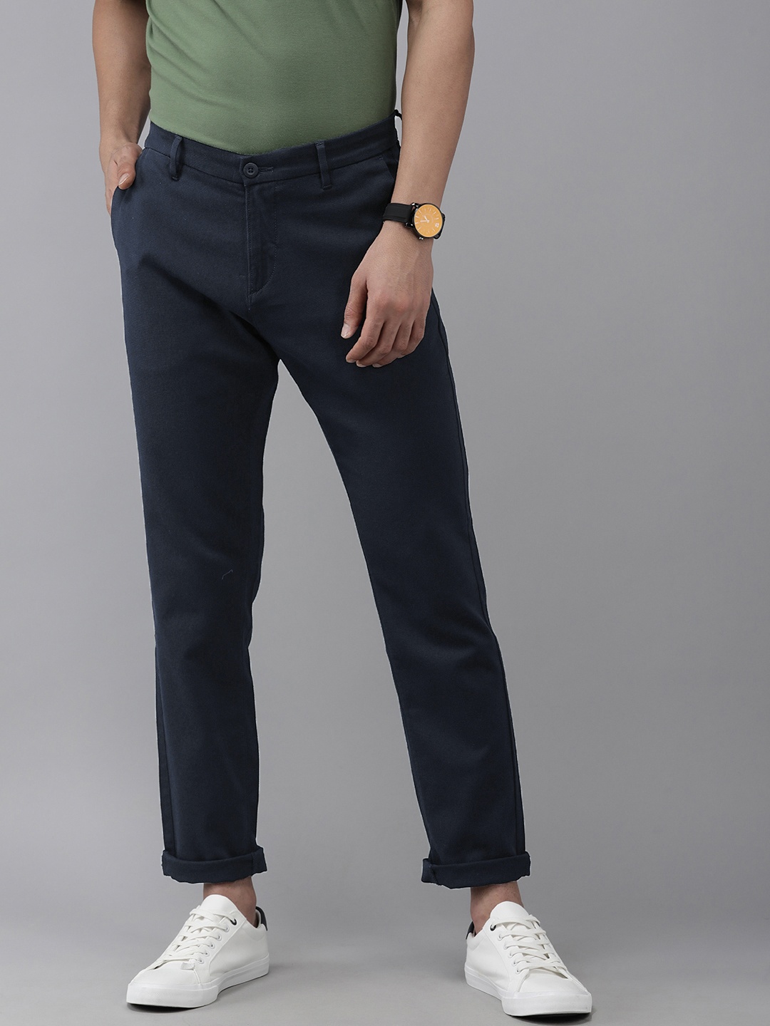 

U S Polo Assn Men Navy Blue Austin Trim Fit Trousers