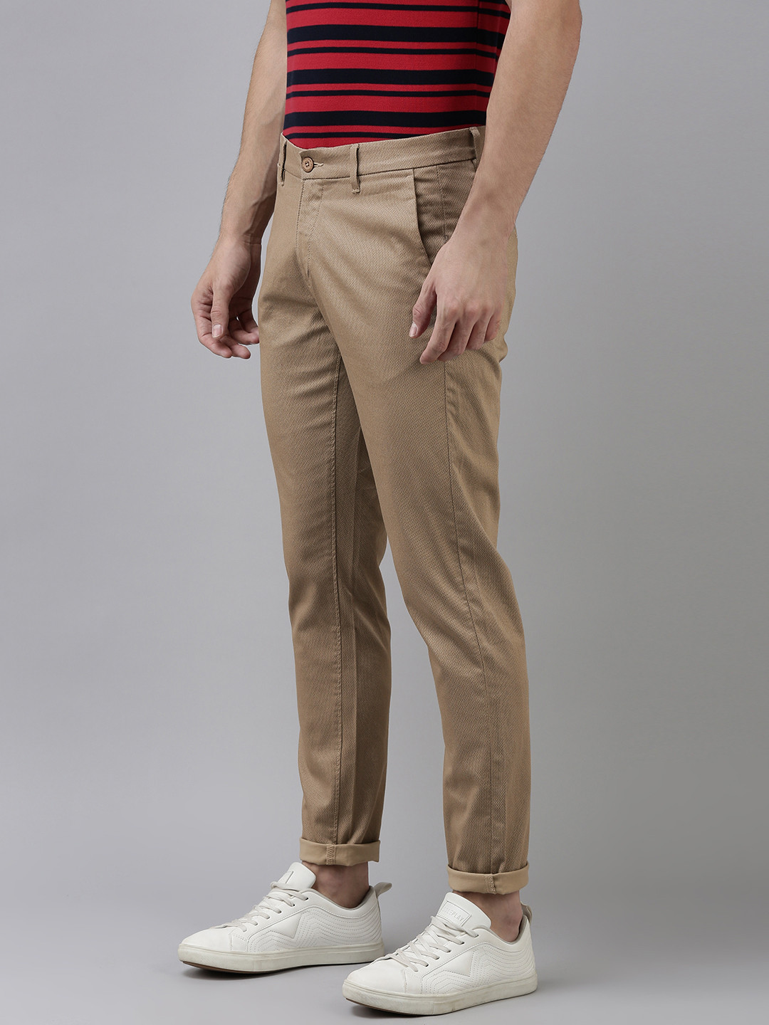 

U S Polo Assn Men Khaki Printed Austin Trim Fit Trousers