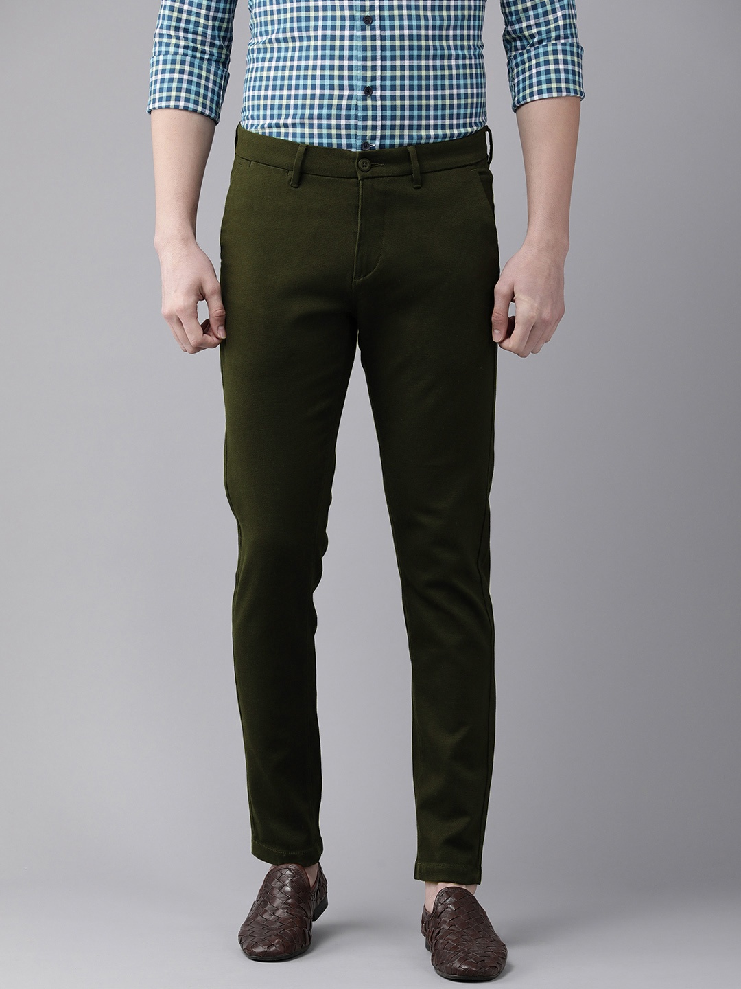 

U.S. Polo Assn. Men Olive Green Solid Trousers