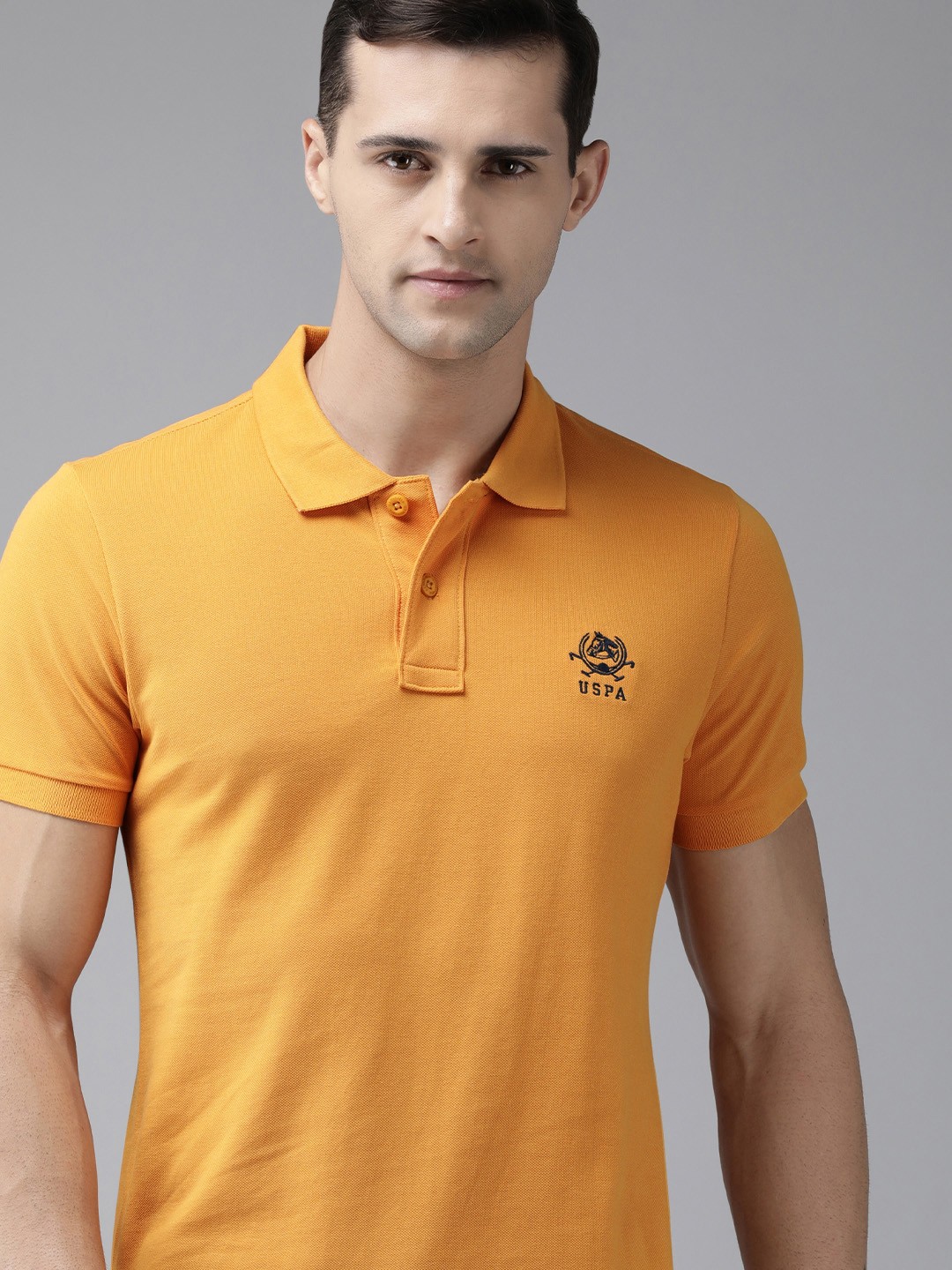 

U.S. Polo Assn. Men Mustard Yellow Pure Cotton T-shirt