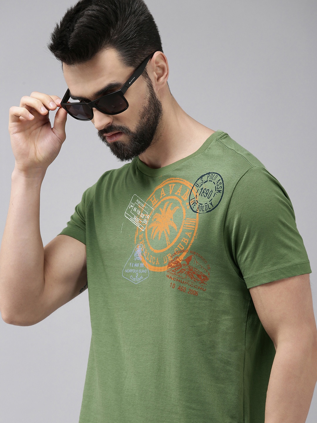 

U.S. Polo Assn. Denim Co. Men Green Typography Printed T-shirt