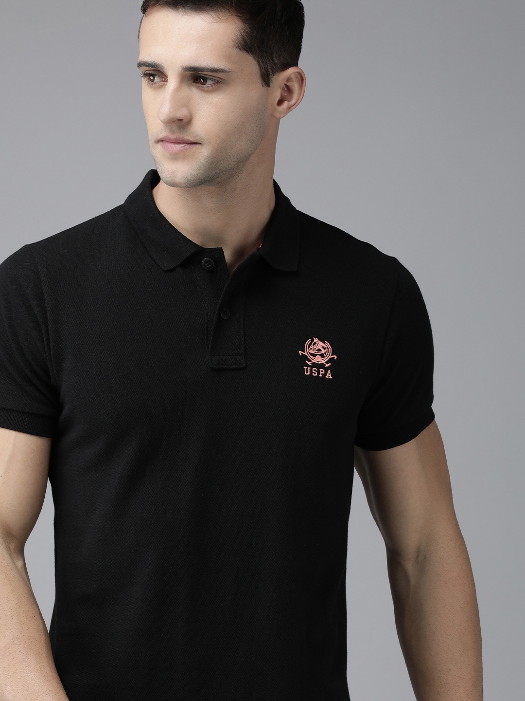 

U.S. Polo Assn. Men Black Pure Cotton T-shirt