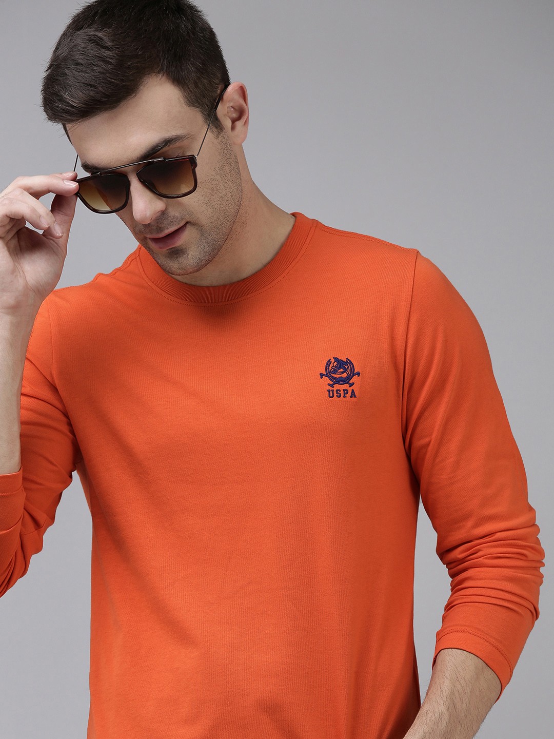 

U S Polo Assn Men Orange Print Detail Pure Cotton T-shirt