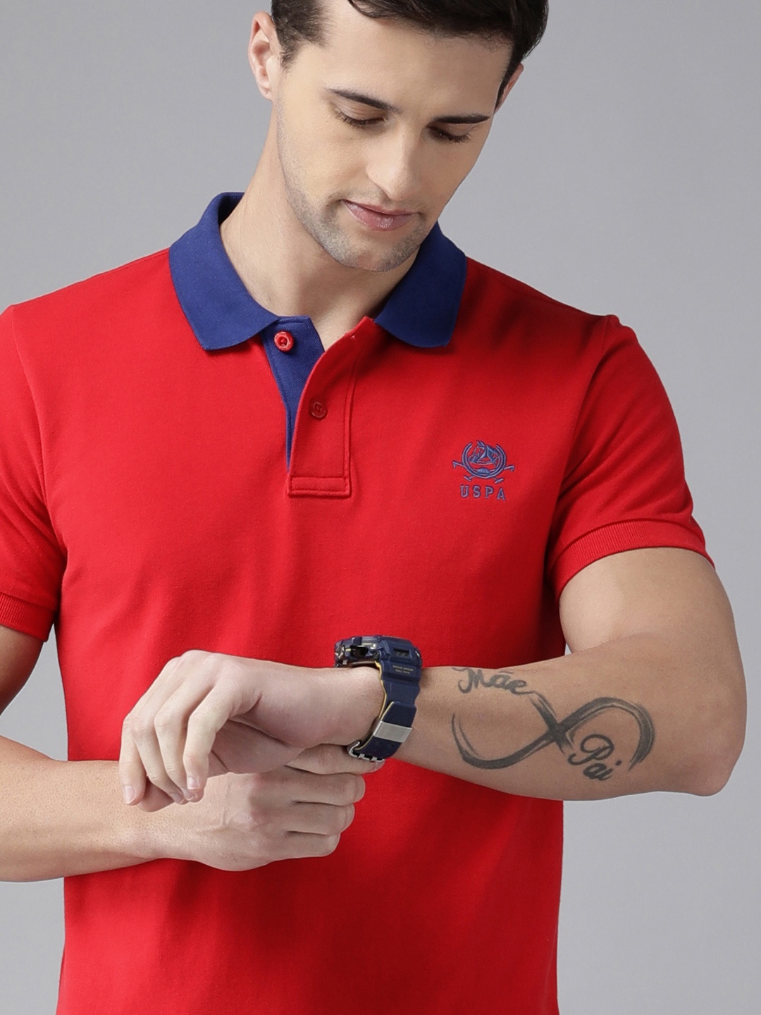 

U S Polo Assn Men Red Pure CottonT-shirt