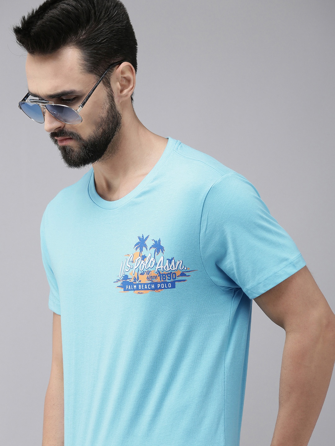 

U.S. Polo Assn. Denim Co. Men Blue Graphic Printed Casual T-shirt