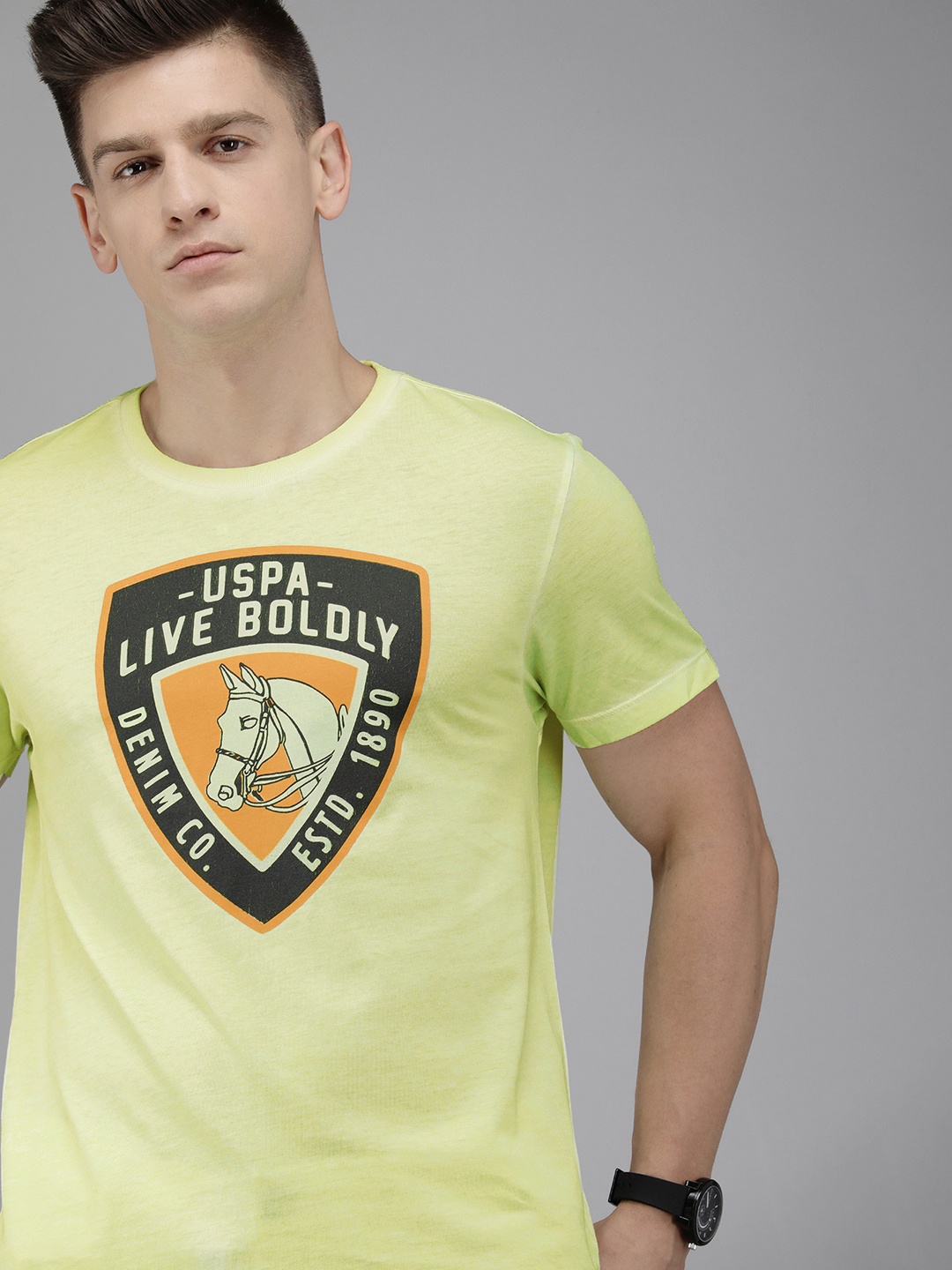 

U S Polo Assn Denim Co Men Green Typography Printed T-shirt