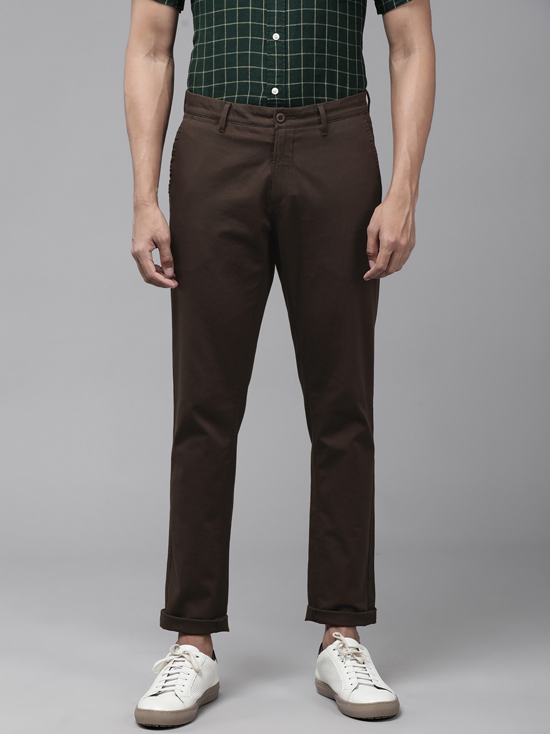 

U.S. Polo Assn. Men Brown Solid Regular Trousers