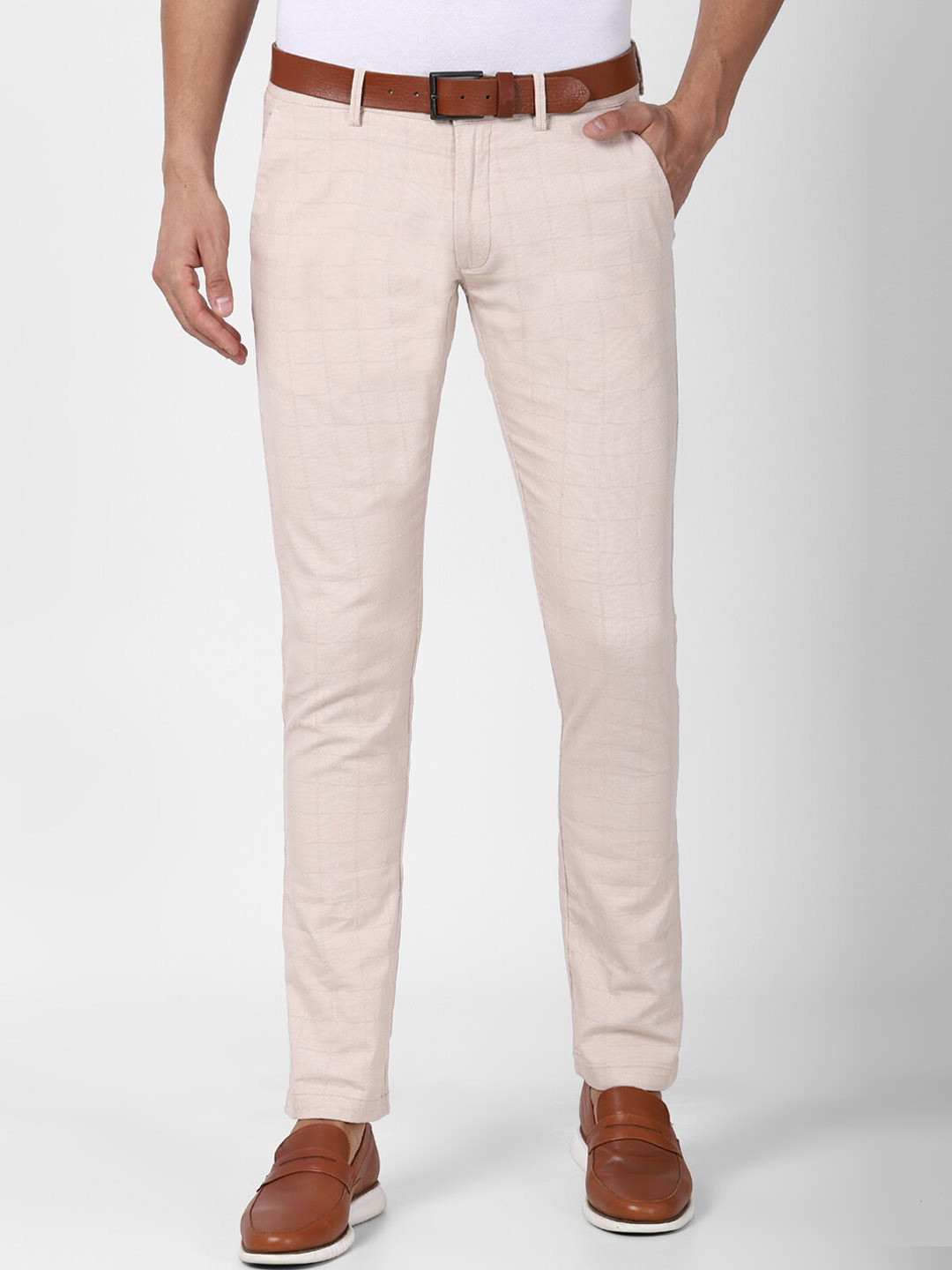 

Peter England Casuals Men Cream-Coloured Skinny Fit Chinos Trousers