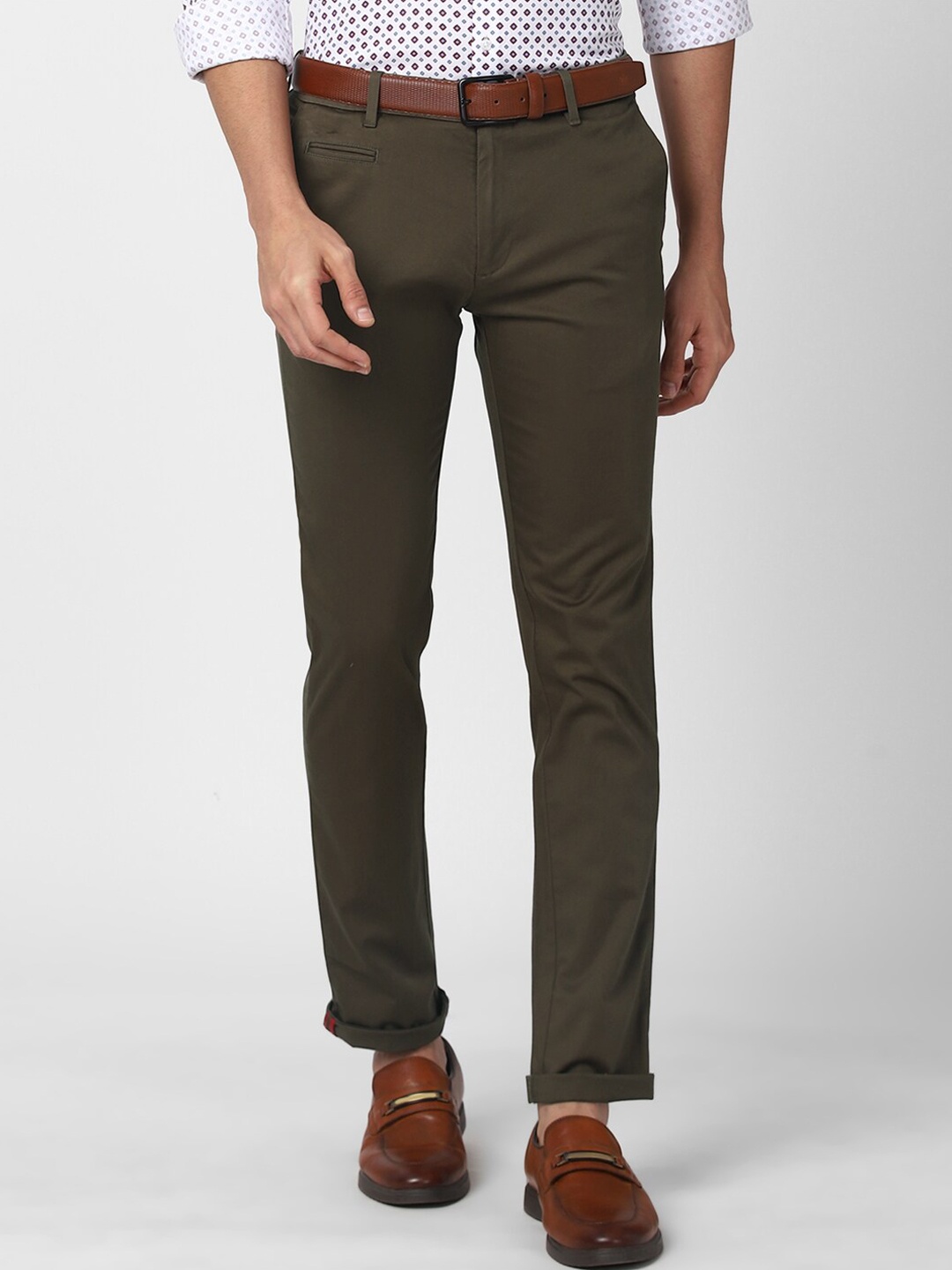 

V Dot Men Olive Green Slim Fit Trousers