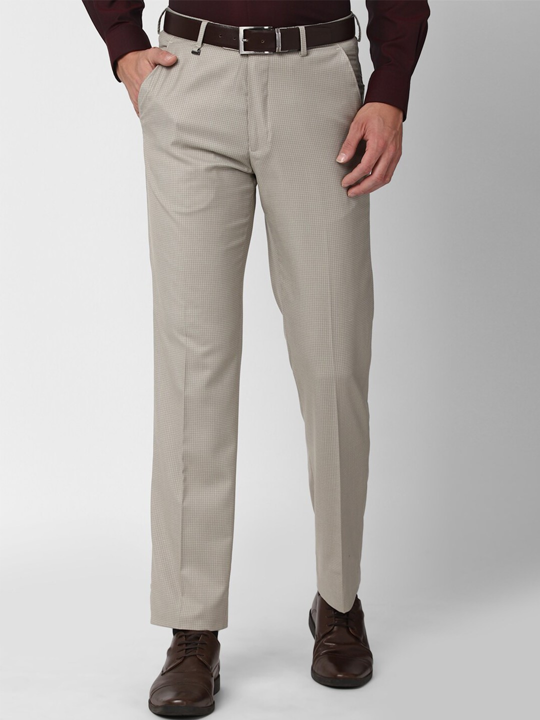 

Van Heusen Men Grey Textured Trousers