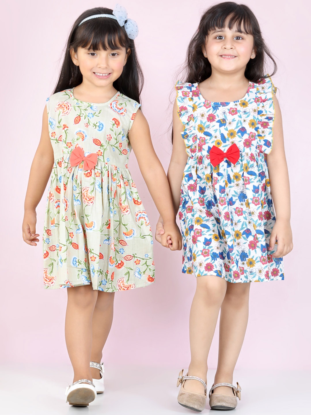 

Cutiekins Girls Pack Of 2 Multi-Coloured Floral Cotton Dresses