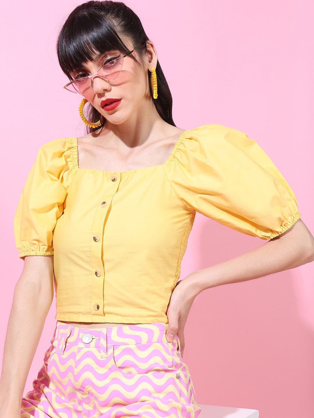 

Tokyo Talkies Bright Yellow Solid Top