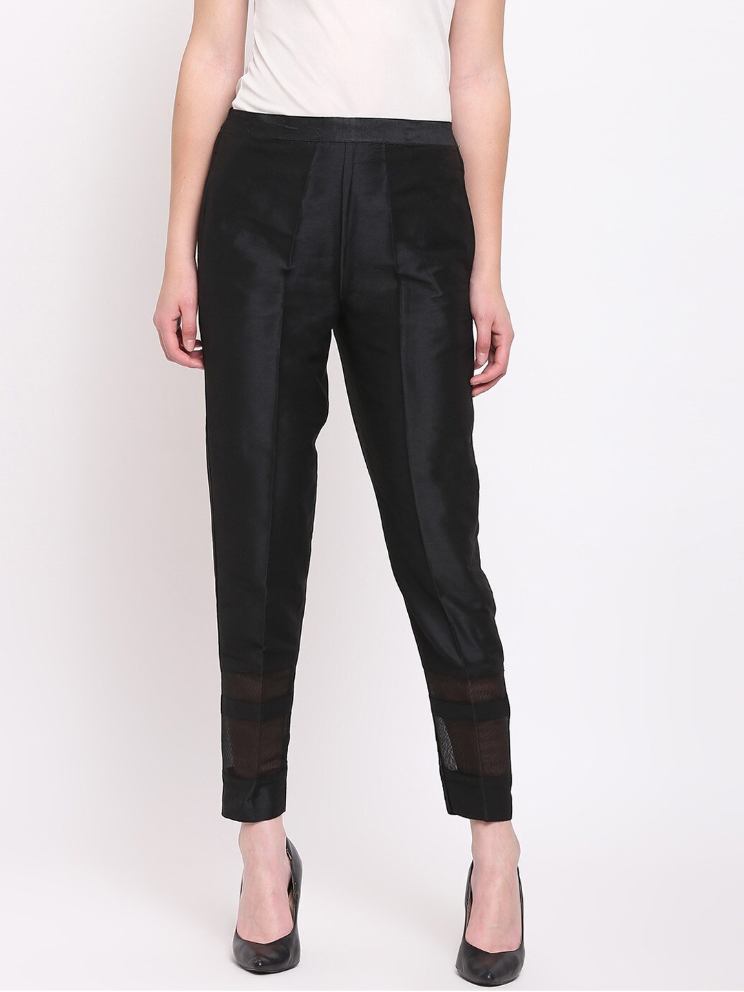 

RIVI Women Black Cigarette Trousers