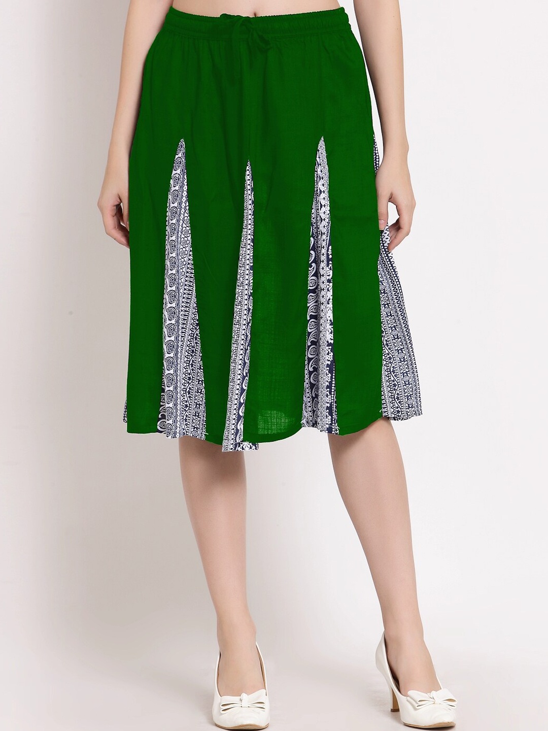 

PATRORNA Women Green & Blue Printed Flared Green Skirts