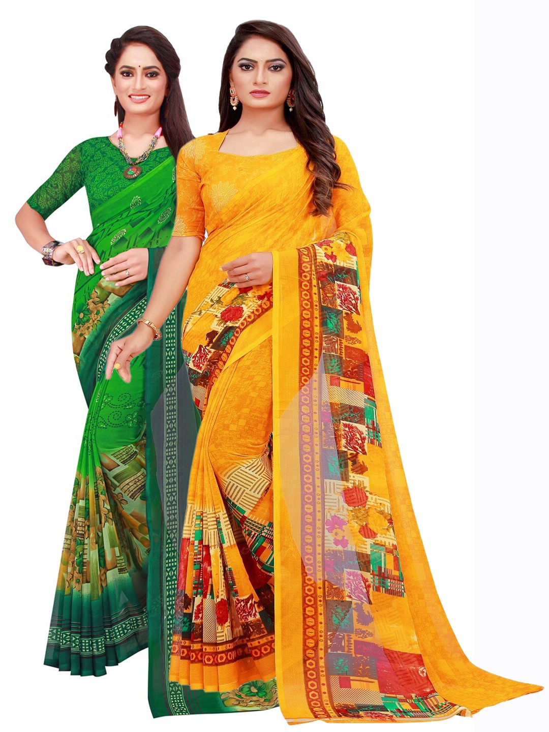 

Florence Pack of 2 Yellow & Red Printed Saree