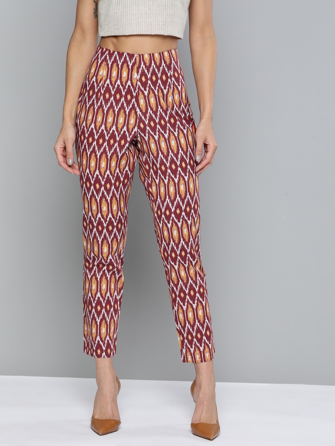 

HERE&NOW Women Pink & Yellow Printed Palazzos